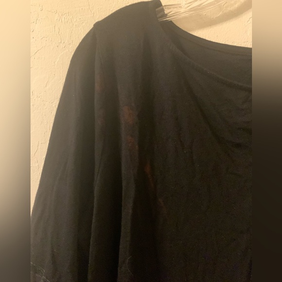 🎃W5 black stretch sheer bottom sleeves Blouse XL - Picture 3 of 4